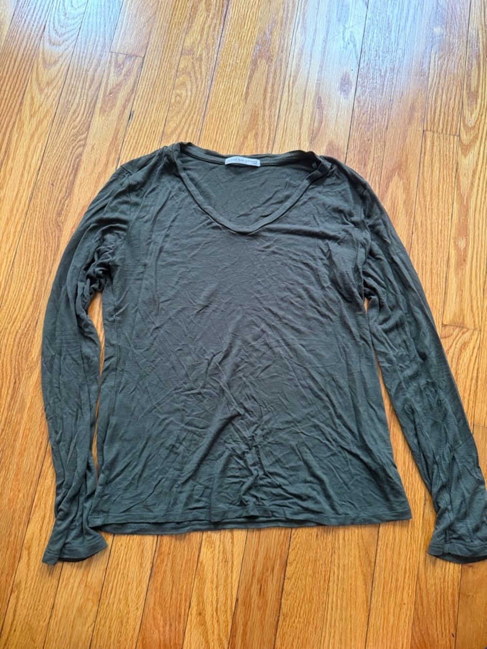 Active Basic Olive Crew Neck Long Sleeve Tee